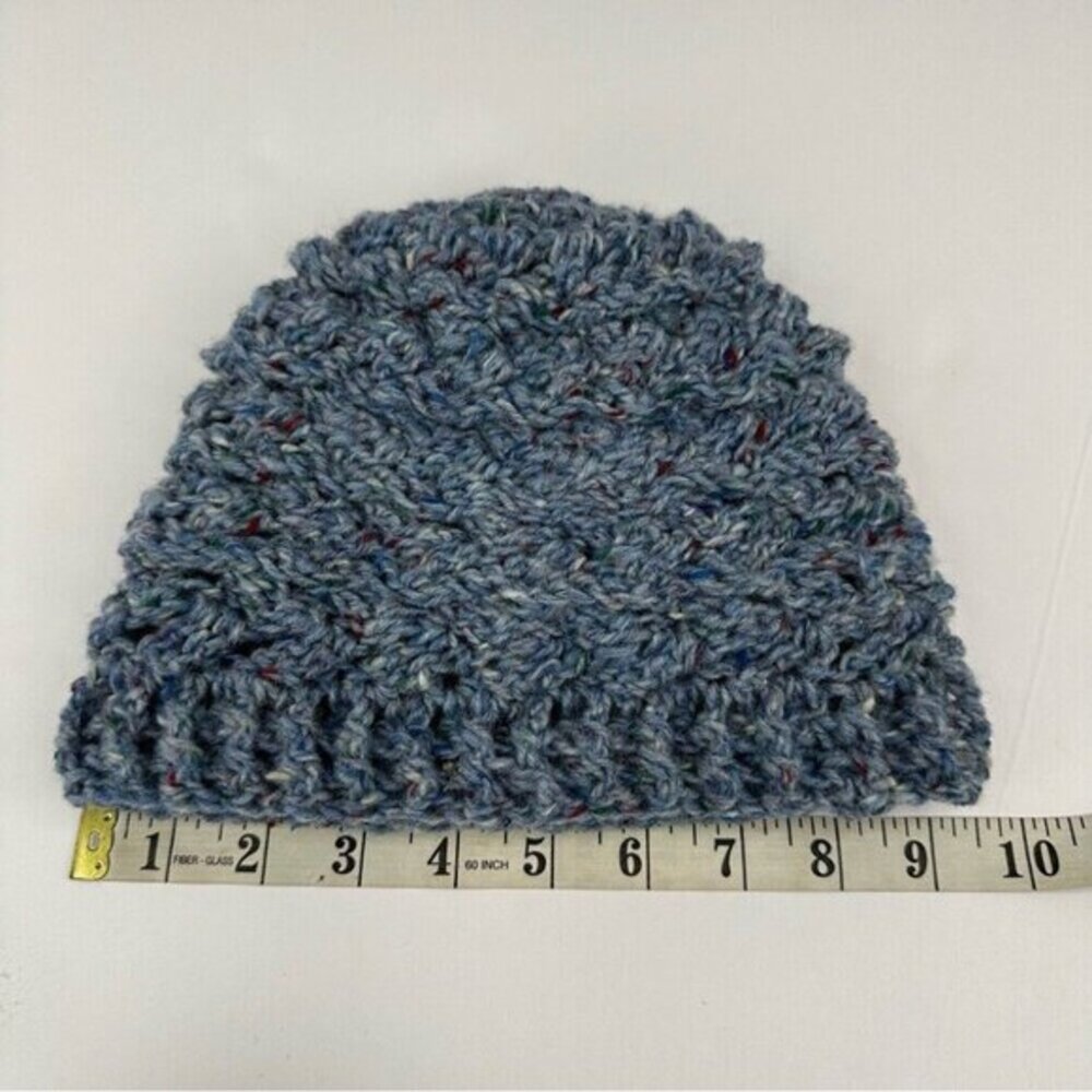 Created By Cyd Ireland Donegal Tweed Wool Beanie Hat Blue Basketweave Womens NEW - Picture 10 of 10